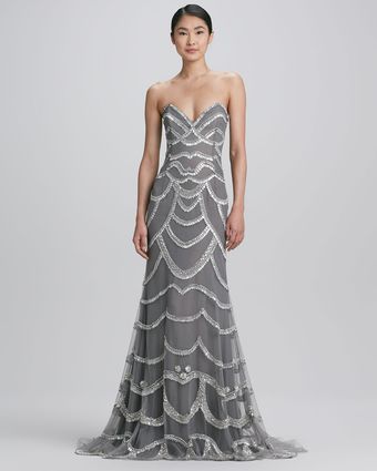 Naeem Khan Beaded Strapless Gown - Lyst