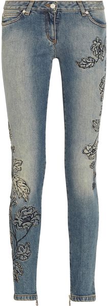 Roberto Cavalli Appliquéd Lowrise Skinny Jeans - Lyst