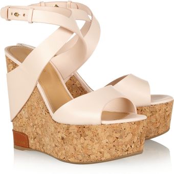 Sergio Rossi Leather and Cork Wedge Sandals - Lyst