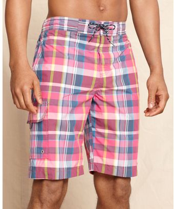 Tommy Hilfiger Gerard Plaid Swim Trunks - Lyst