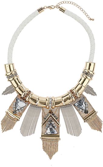 Topshop Rhinestone and Stick Collar - Lyst