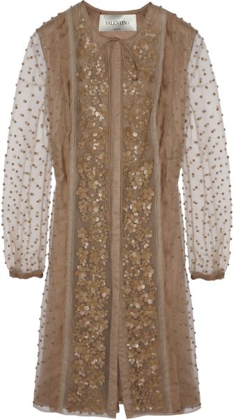 Valentino Leatherappliquéd Tulle Dress - Lyst