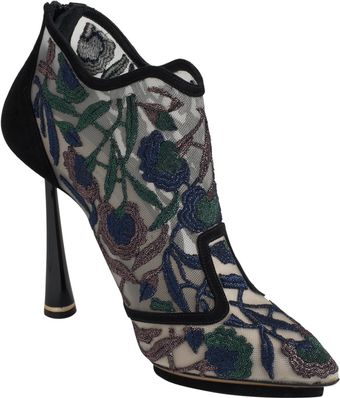 Nicholas Kirkwood Floralembroidered Ankle Bootie - Lyst