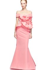 Oscar de la Renta Off Shoulr Rosette Gown