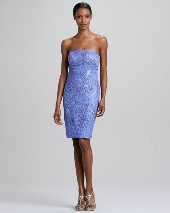 Sue Wong Strapless Beaded Cocktail Dress - Lyst