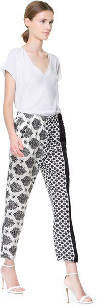 Zara Printed Palazzo Pants - Lyst