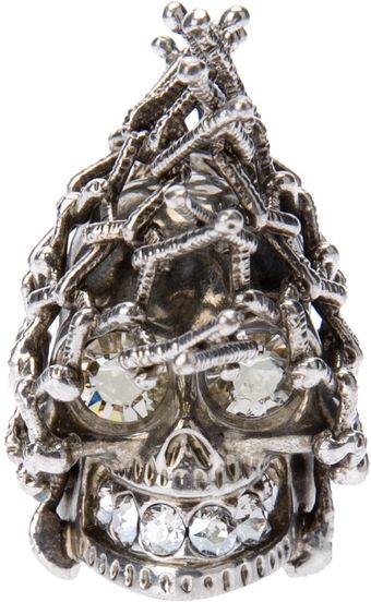 Alexander McQueen Mesh Skull Ring - Lyst