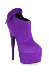  Suede Bow Platform Ankle Boots