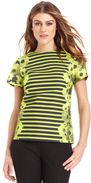 Michael Kors Shortsleeve Striped Floralprint - Lyst