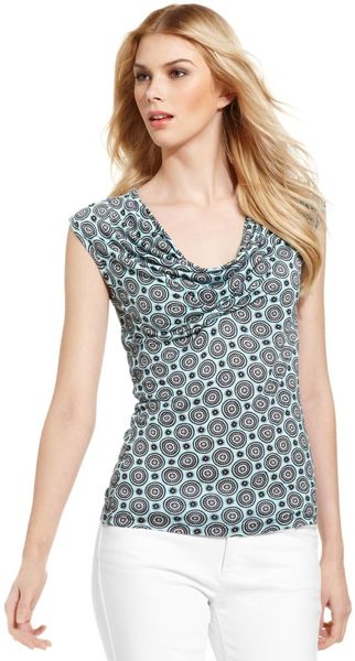 Michael Kors Sleeveless Printed Cowlneck - Lyst