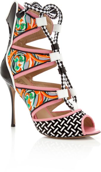 Peter Pilotto Beaded Rope Pink Printed Bootie - Lyst