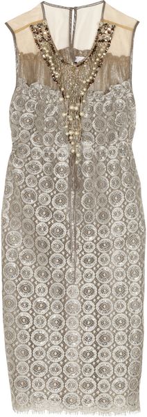 Anna Sui Embellished Metallic Lace Dress - Lyst