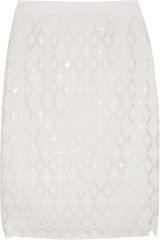 Catherine Malandrino Diamond paneled Stretchsilk Skirt