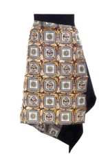 Fausto Puglisi Edinburgh Embroidered Grid Wool Crepe Skirt