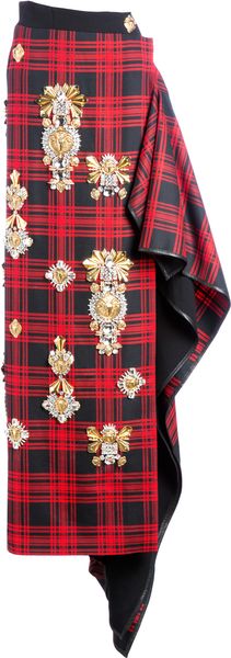 Fausto Puglisi Hollywood Embroidered Tartan Long Skirt - Lyst