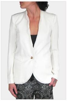 Helmut Lang Relic Twist Blazer with Chiffon Collar in Soft White - Lyst