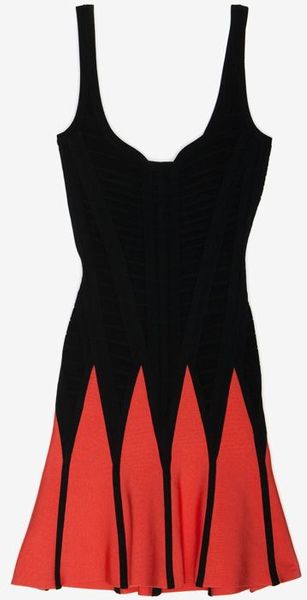 Hervé Léger Colorblock Flare Dress - Lyst
