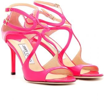 Jimmy Choo Ivette Patent Leather Neon Sandals - Lyst