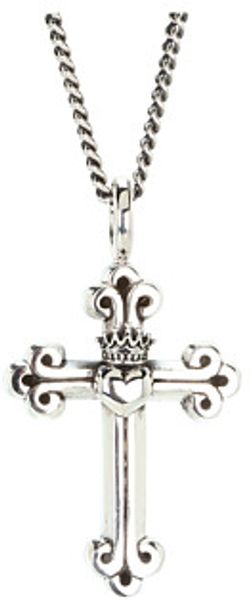 King Baby Studio Traditional Cross with Crowned Heart Pendant - Lyst