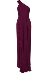 Notte By Marchesa Oneshoulder Draped Silkchiffon and Silk Gown