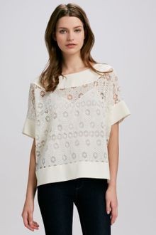 Catherine Malandrino Solidtrim Lace Blouse - Lyst