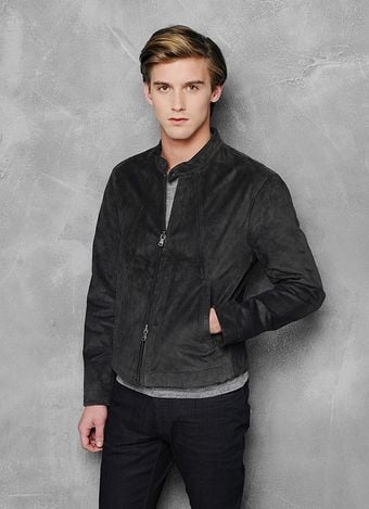 John Varvatos Suede Moto Jacket - Lyst