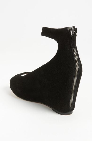 Steve Madden Lesliee Ankle Strap Wedge Sandal in Black (black suede ...