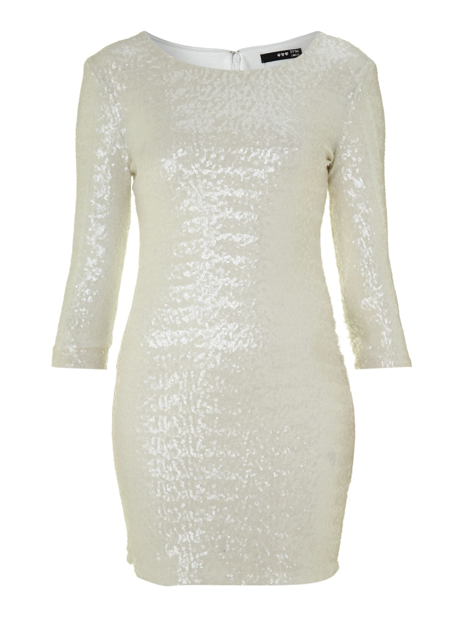 Tfnc Sequin Bodycon Dress 34 Sleeve in White Lyst