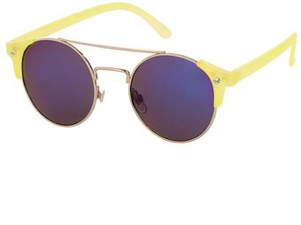 Topshop Square Corner Round Sunglasses - Lyst