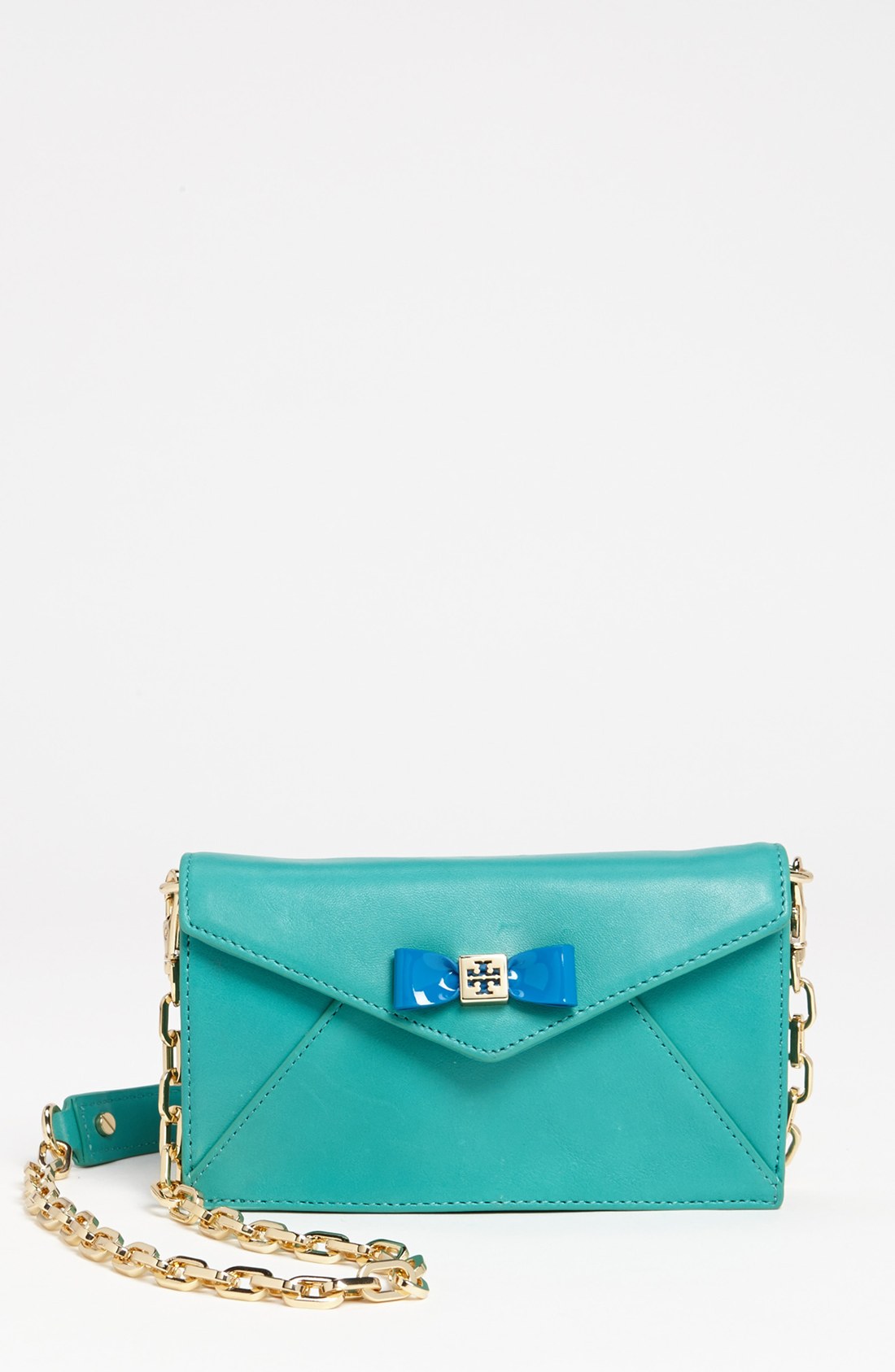 Tory Burch Bow Envelope Mini Crossbody Bag in Blue (varidian green