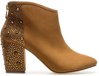 Zara High Heel Studded Ankle Boot - Lyst