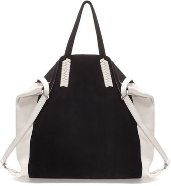 Zara Combination Leather Shopper - Lyst