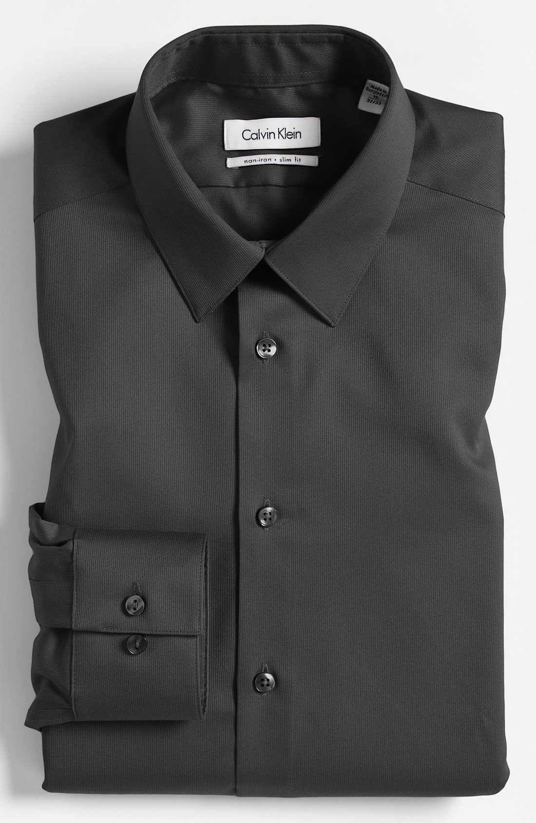 Calvin Klein Slim Fit Dress Shirt in Black for Men (carbon) | Lyst