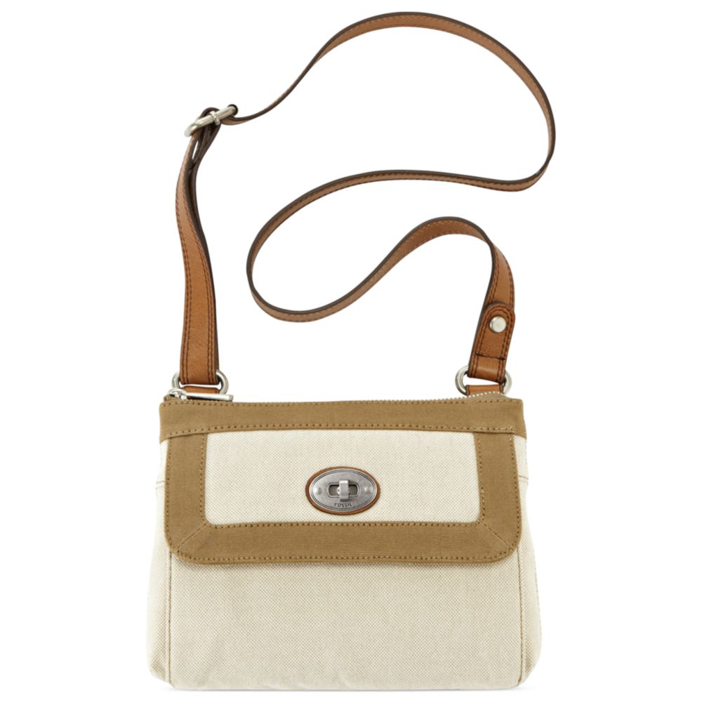 Fossil Marlow Fabric Flap Crossbody in Silver Lyst