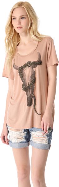 Haute Hippie Embellished Longhorn Snake Tee - Lyst