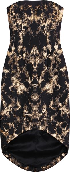 Josh Goot Gold Marble Jacquard Black New Evening Strapless Dress - Lyst