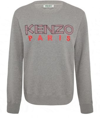 Kenzo Grey Liberty Print Logo Sweatshirt - Lyst