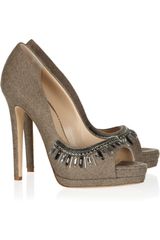 Oscar de la Renta Calvina Embellished Felt Pumps