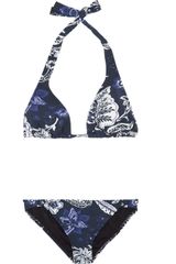 Oscar de la Renta Printed Halterneck Bikini