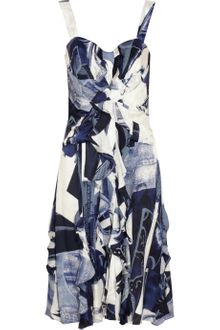 Oscar de la Renta Printed Silk Dress - Lyst