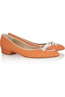 Oscar de la Renta Ripley Leather Trimmed Canvas Ballet Flats - Lyst