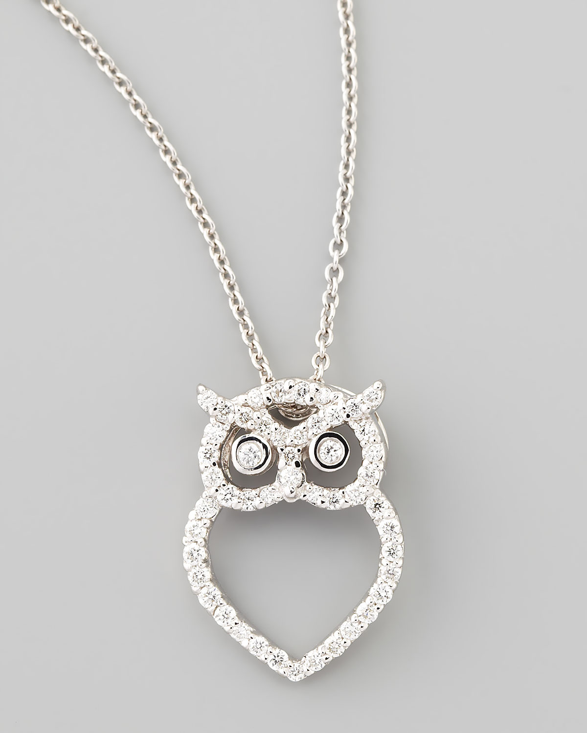 Roberto Coin 18k White Gold Diamond Owl Necklace in White (WHITE GOLD)