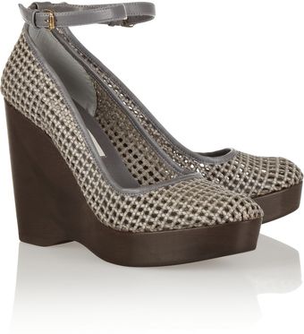 Stella McCartney Faux Leather Wedge Sandals - Lyst