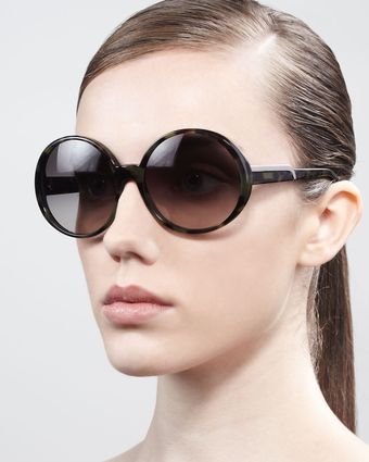 Stella McCartney Round Sunglasses Green Tortois - Lyst