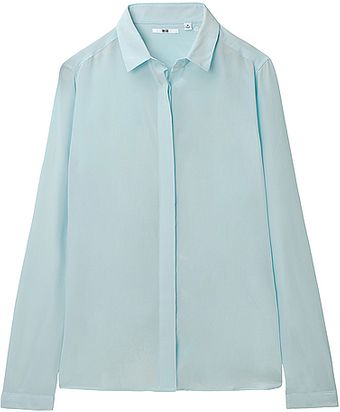 Uniqlo Silk Long Sleeveblouse - Lyst
