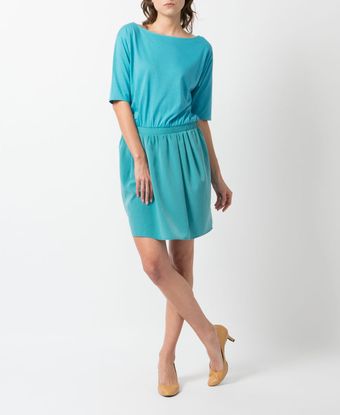 Uniqlo Combination Boat Neck  Sleeve Dress - Lyst