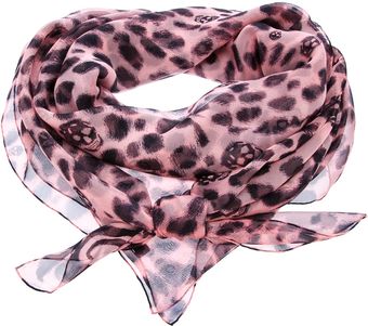 Alexander McQueen Leopard Print Skull Scarf - Lyst