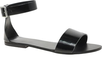 Asos Flock Leather Flat Sandals - Lyst