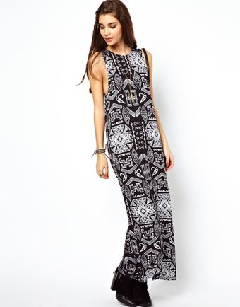 Asos Maxi Dress in Egyptian Tribal Print - Lyst