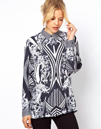 Asos Shirt in Monochrome Placement Print - Lyst